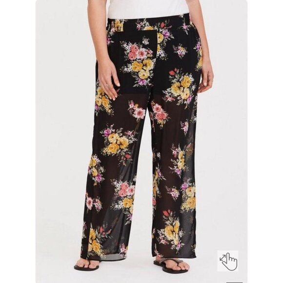 torrid Pants - Torrid Size 2 Black Floral Mesh Chiffon Pants